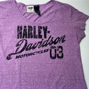 Harley Davidson Motorcycle Short Sleeve Top Purple M
